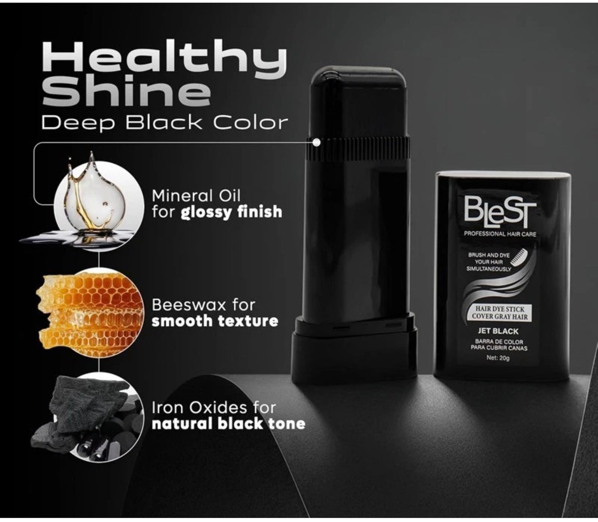 Blest Professional Hair Care Hair Dye Stick Jet Black, Brush And Dye